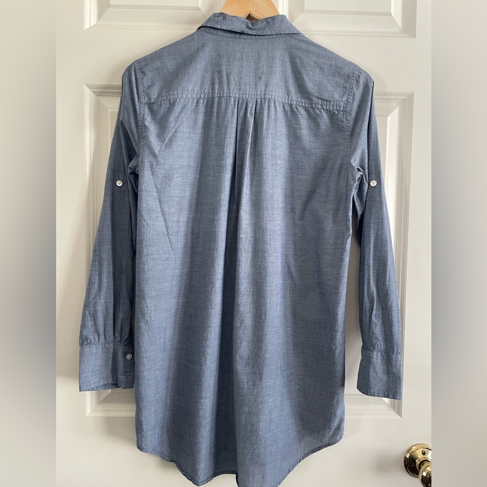 J. Crew Women's Blue Popover Tunic Top 100% Cotton - Picture 3 of 7